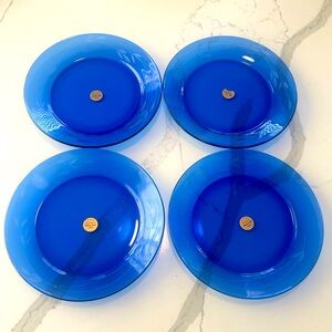Princess House Heritage Cobalt Blue Luncheon Plate Set of 4 New Plated